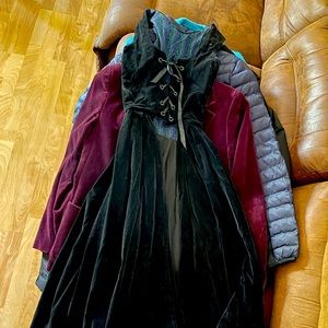 Custom made black velvet bodice coat/overdress for Ren Faire XS